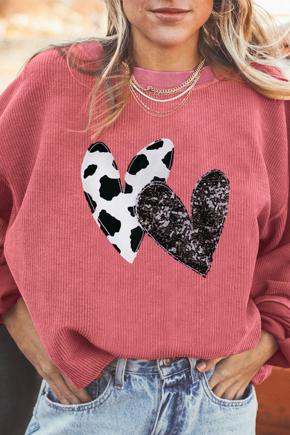 Sequin heart outlet sweater