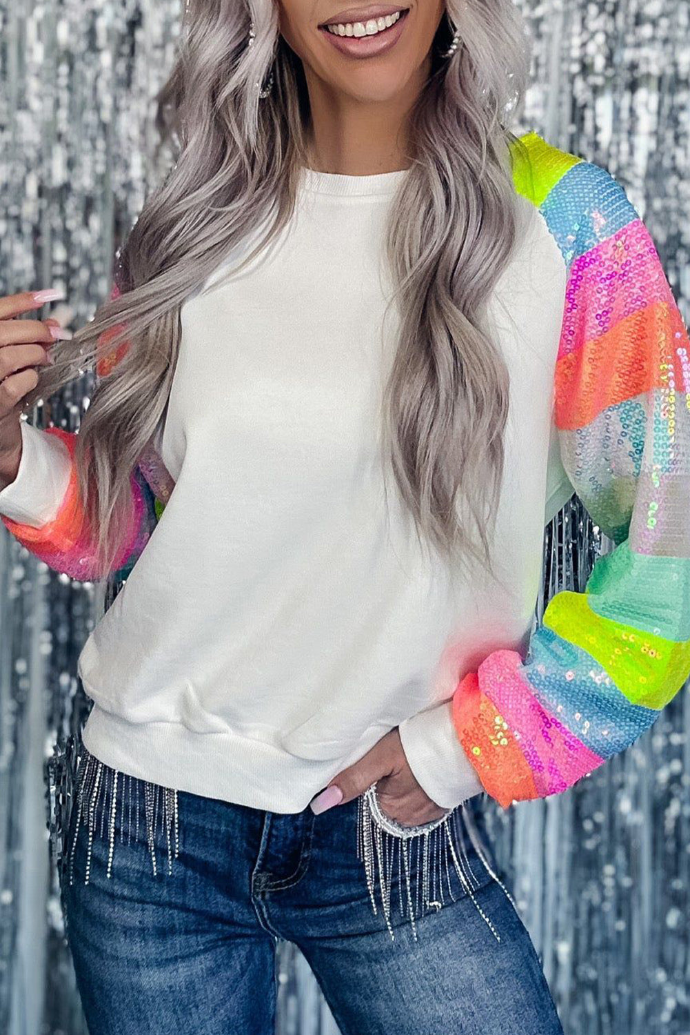 Silver sequin online sweatshirt