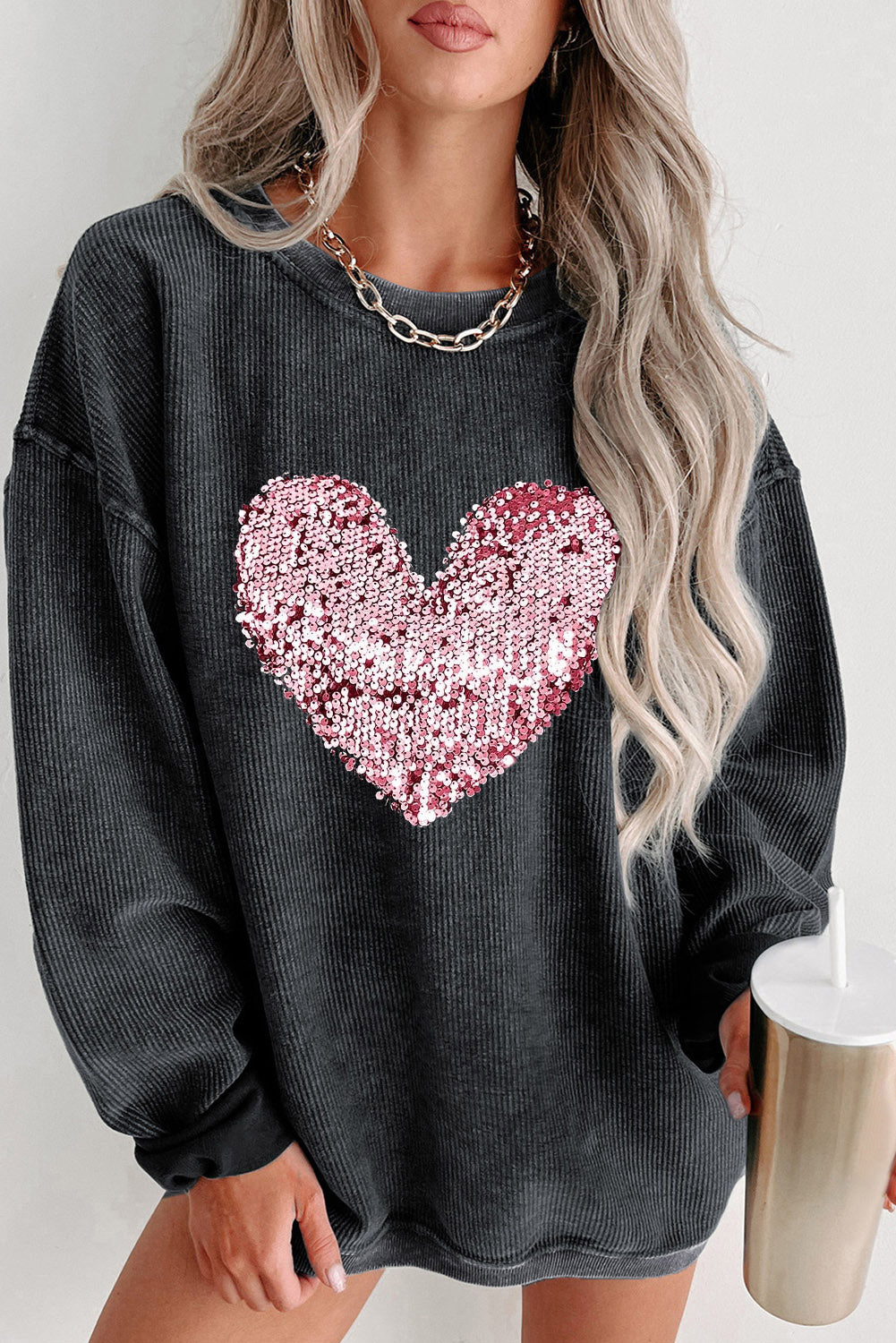 Black 2024 sequin sweatshirt