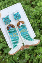 Light Blue Cowboy Boots Rice Bead Dangle Earrings