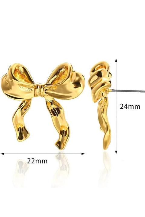 Gold Elegant Bow Design Studded Earrings