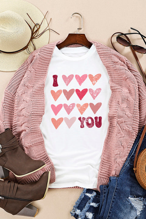 White I Love You Funny Graphic Valentine Tee