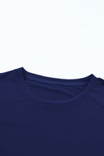 Blue Casual Plain Crew Neck Tee