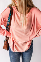 Solid Color Patchwork Long Sleeve Top