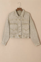 Pink Rivet Studded Pocketed Denim Jacket