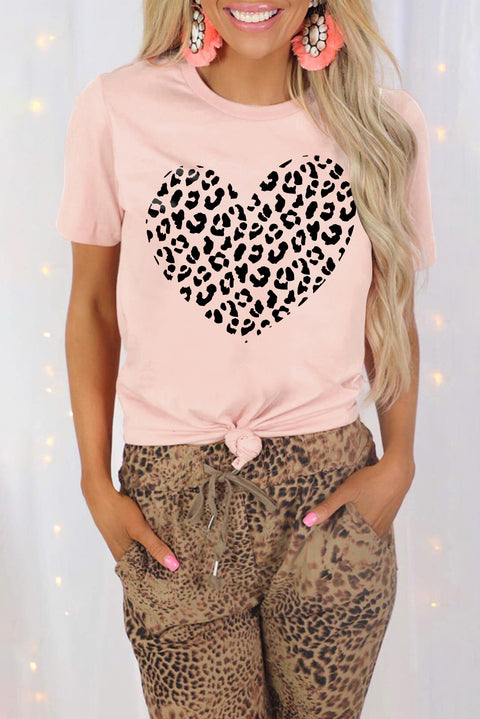 Khaki AMEN Leopard Print Short Sleeve Graphic T Shirt