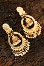 Gold Boho Pearl Tasseled Alloy Dangle Earrings