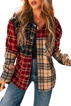 Red Mixed Plaid Patchwork Retro Shacket