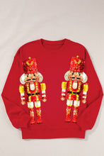 Racing Red Plus Size Shiny Nutcracker Doll Graphic Sweatshirt