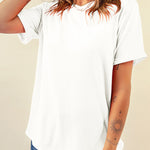 White Casual Plain Crew Neck Tee