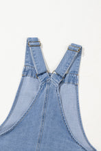 Beau Blue Wide Strap Button Front Pocketed Denim Mini Dress