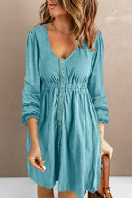 Button Up High Waist Long Sleeve Dress