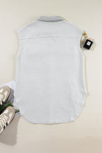 Light Grey Flap Pockets Contrast Buttons Front Jacket Vest