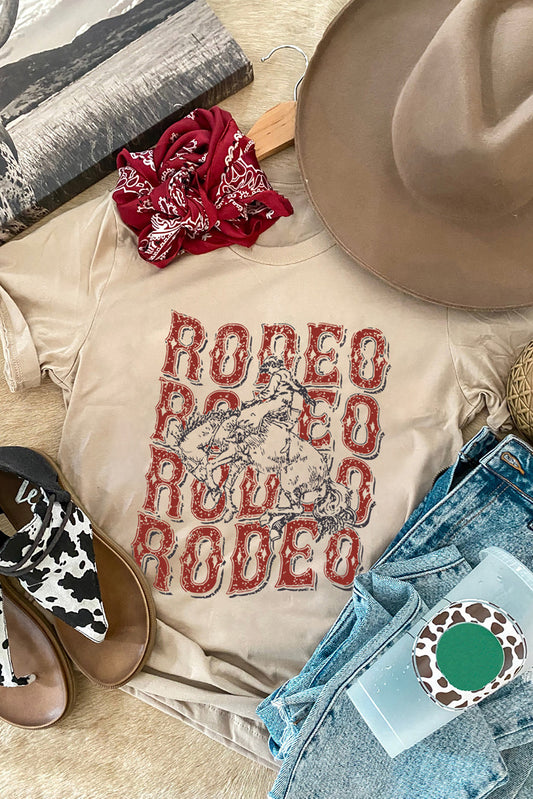 Camiseta caqui con cuello redondo y estampado gráfico Western RODEO