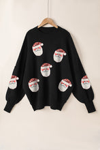 Black Sequined Santa Clause Bishop Sleeve Sweater