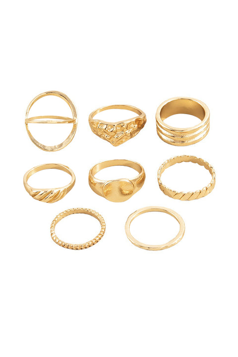 Gold 8pcs Plated Minimalism Alloy Rings Set