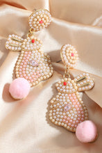 Pink Easter Bunny Pearl Beaded Earrings