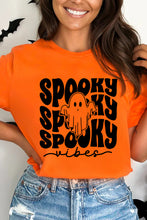 Orange SPOOKY Vibe Ghost Print Crewneck Halloween T Shirt