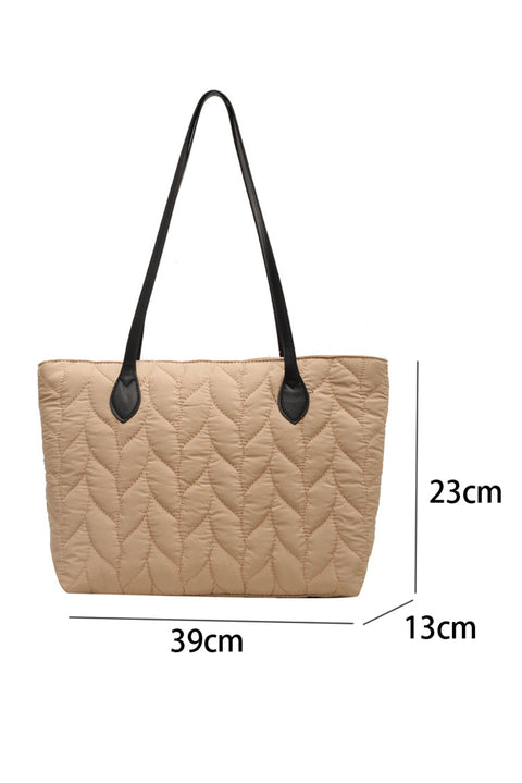 Light French Beige Leafy Quilted Fashion One Shoulder Bag