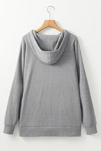 Gray Waffle Knit Fleece Lined High Low Oversized Hoodie