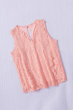 Pink Lace V Neck Tank Top