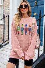 Pink Sequined Nutcracker Doll Corded Baggy Sweatshirt