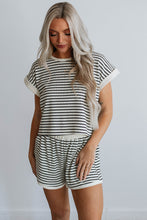 White Stripe Contrast Edge Tee and Shorts Set