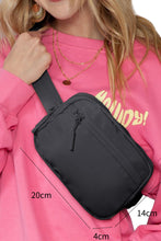 Black Wide Belt Zipped Square Crossbody Bag