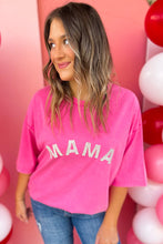 Camiseta con estampado MAMA de diamantes de imitación 