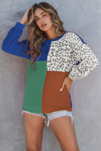 Patchwork Color Block Ribbed Long Sleeve Top