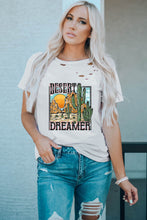 White DESERT DREAMER Western Cactus Print Ripped T Shirt