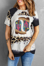 Leopard Tie Dye Sequin Cactus Cowboy Boots Graphic T Shirt