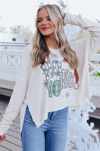 White HOHOHO Christmas Graphic Wide Rib Long Sleeve Top