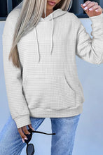 Sudadera con capucha con cordón y bolsillo de canguro con textura de celosía gris 