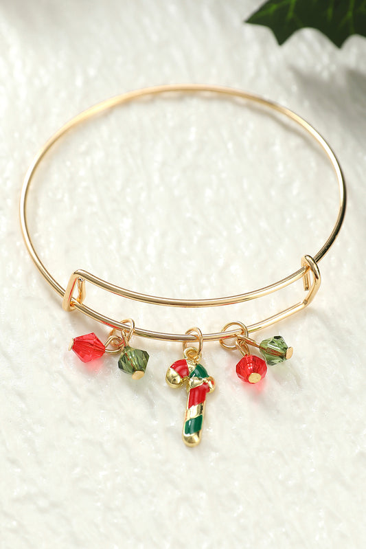 Christmas Candy Cane Beading Pendant Bracelet