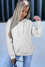 Sudadera con capucha con cordón y bolsillo de canguro con textura de celosía gris 