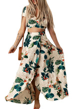 Tropical Print Crop Top and Maxi Skirt Set