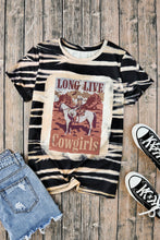 Blue Tie Dye LONG LIVE Cowgirls Graphic Crewneck T Shirt