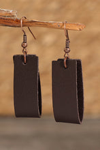 Dark Brown Circle PU Leather Drop Earrings