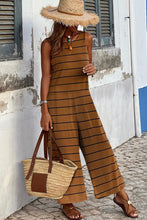 Stripe Print Open Back Sleeveless Maxi Dress with Slits