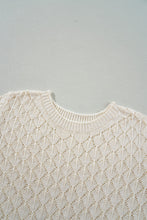 Beige Hollow Out Crochet O Neck Short Sleeve Sweater Tee