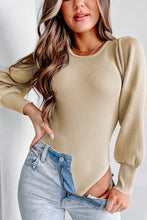 Apricot Ribbed Balloon Sleeve Bodysuit