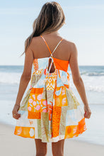 Orange Seashell Patchwork Print Self-tie Flowy Sundress