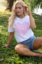 White Floral mama Heart Shape Graphic T Shirt