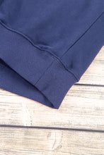 Navy Blue Plain Drop Shoulder Crewneck Pullover Sweatshirt