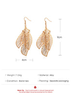 Gold Hollow Out Leaves Plated Alloy Hook Earrings