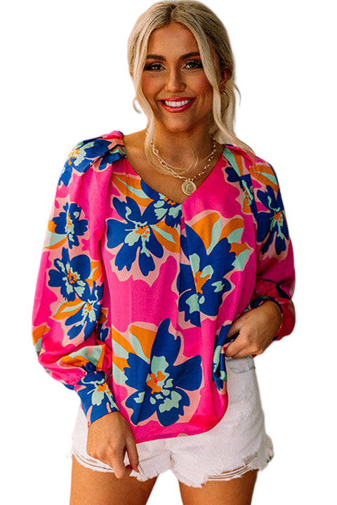 Flower Print Puff Sleeve Blouse