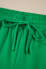 Bright Green Two Tone Contrast Textured Crewneck Tee and Shorts Set