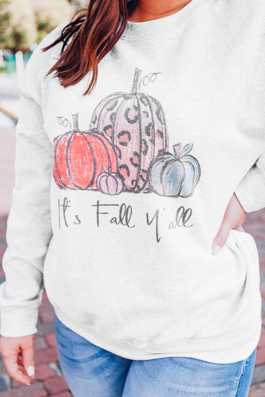 Sudadera con capucha de talla grande con gráfico de calabaza gris