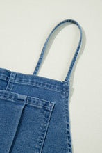 Dusk Blue Adjustable Tie Straps Cropped Wide Leg Denim Overalls